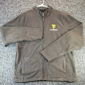 Guinness Black Full Zip Fleece Jacket Pockets Embroidered Logo Men’s 2XL
